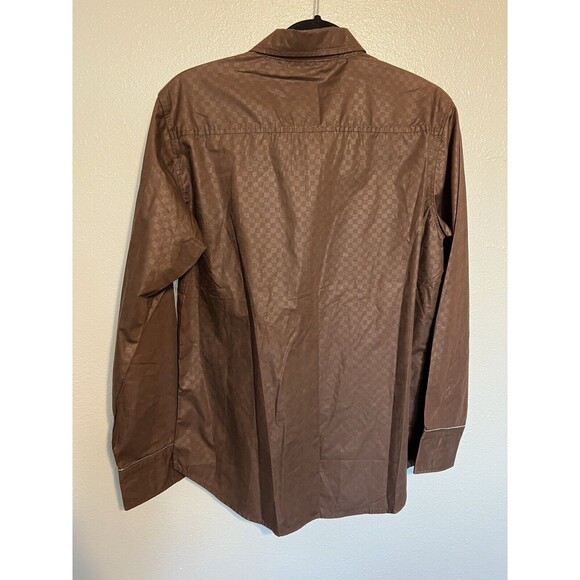 Victorious Mens Dress Button Up Shirt Size Small Brown Check Y2K - Picture 4 of 4